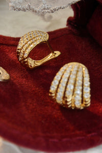 LUOWEND 18K Yellow Gold Real Natural Diamond Hoop Earrings for Women