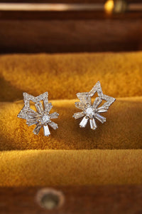LUOWEND 18K White Gold Real Natural Diamond Stud Earrings for Women