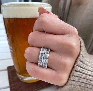 LUOWEND 18K White Gold Real Natural Diamond Ring for Women