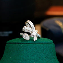 Load image into Gallery viewer, LUOWEND 18K White Gold Natural Diamond Ring for Women
