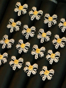 LUOWEND 18K White Gold Real Natural Yellow Diamond Stud Earrings for Women