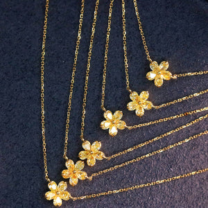 LUOWEND 18K Yellow Gold Real Natural Yellow Diamond Pendant Necklace for Women