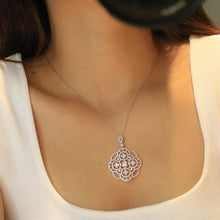 Load image into Gallery viewer, LUOWEND 18K White Gold Real Natural Diamond Pendant Necklace for Women
