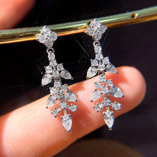 Load image into Gallery viewer, LUOWEND 18K White Gold Natural Diamond Earrings for Women
