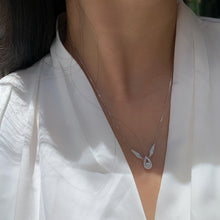 Load image into Gallery viewer, LUOWEND 18K White Gold Real Natural Diamond Pendant Necklace for Women
