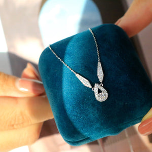 LUOWEND 18K White Gold Real Natural Diamond Pendant Necklace for Women