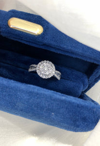 LUOWEND 18K White Gold Real Natural Diamond Ring for Women