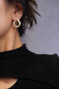 LUOWEND 18K Yellow Gold Real Natural Diamond Stud Earrings for Women