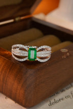 Load image into Gallery viewer, LUOWEND 18K White and Yellow Gold Real Natural Emerald and Diamond Gemstone Ring for Women
