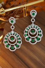 Load image into Gallery viewer, LUOWEND 18K White Gold Real Natural Emerald and Diamond Drop Earrings for Women
