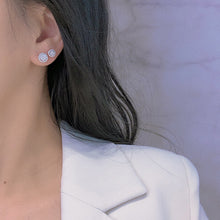 Load image into Gallery viewer, LUOWEND 18K White Gold Real Natural Diamond Stud Earrings for Women
