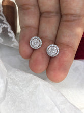 Load image into Gallery viewer, LUOWEND 18K White Gold Real Natural Diamond Stud Earrings for Women
