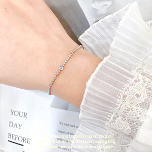 LUOWEND 18K White or Yellow Gold Real Natural Diamond Bracelet for Women