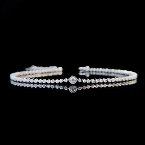 LUOWEND 18K White or Yellow Gold Real Natural Diamond Bracelet for Women