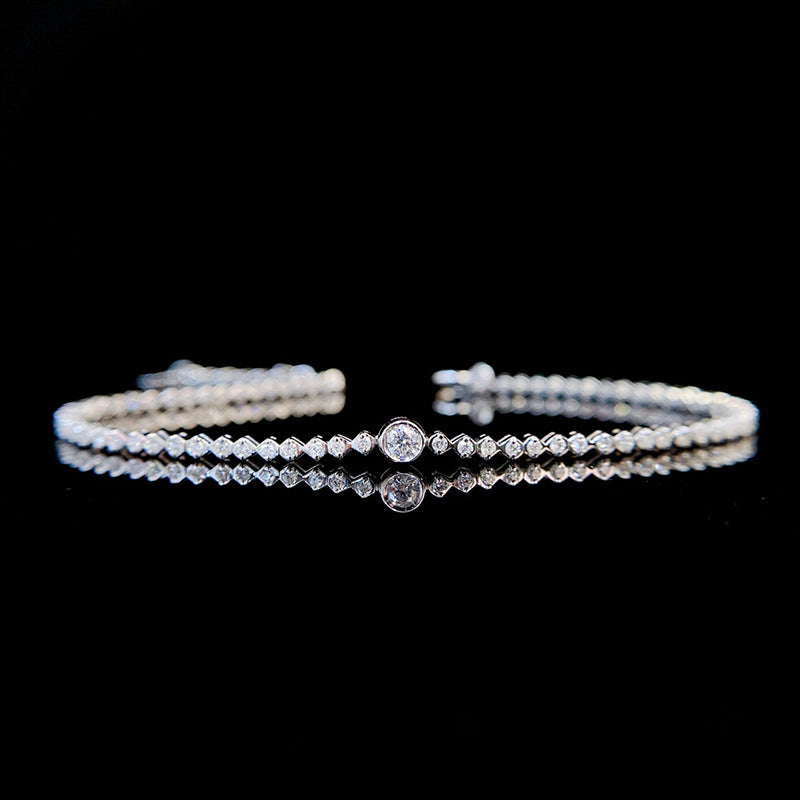 LUOWEND 18K White or Yellow Gold Real Natural Diamond Bracelet for Women