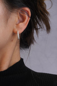 LUOWEND 18K White Gold Real Natural Diamond Hoop Earrings for Women