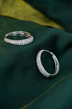 Load image into Gallery viewer, LUOWEND 18K White Gold Real Natural Diamond Hoop Earrings for Women
