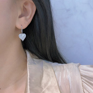 LUOWEND 18K White Gold Real Natural Diamond Drop Earrings for Women