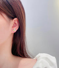 Load image into Gallery viewer, LUOWEND 18K White Gold Real Natural Yellow Diamond Stud Earrings for Women
