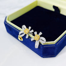 Load image into Gallery viewer, LUOWEND 18K White Gold Real Natural Yellow Diamond Stud Earrings for Women

