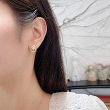 Load image into Gallery viewer, LUOWEND 18K White Gold Real Natural Yellow Diamond Stud Earrings for Women
