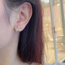 Load image into Gallery viewer, LUOWEND 18K White Gold Real Natural Yellow Diamond Stud Earrings for Women
