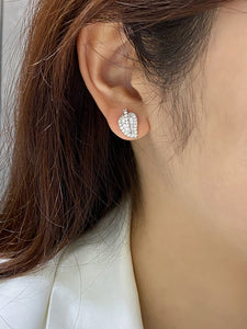 LUOWEND 18K White Gold Real Natural Diamond Stud Earrings for Women
