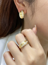 Load image into Gallery viewer, LUOWEND 18K Yellow Gold Real Natural Diamond Hoop Earrings for Women
