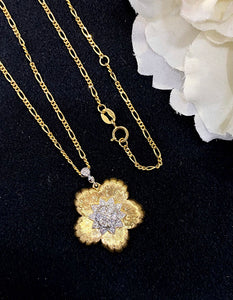 LUOWEND 18K White and Yellow Gold Real Natural Pendant Necklace for Women