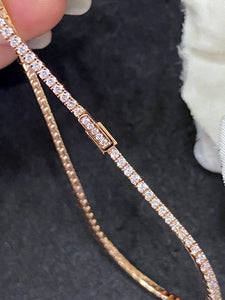 LUOWEND 18K Rose Gold Real Natural Diamond Bracelet for Women