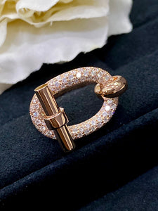 LUOWEND 18K Gold Real Natural Diamond Ring for Women