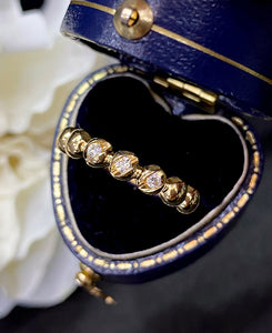 LUOWEND 18K Yellow Gold Real Natural Diamond Ring for Women