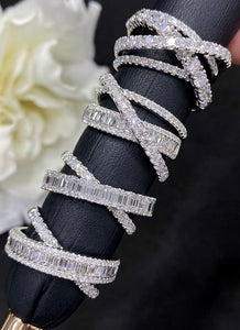 LUOWEND 18K White Gold Real Natural Diamond Ring for Women