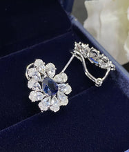 Load image into Gallery viewer, LUOWEND 18K White Gold Real Natural Sapphire Gemstone Earrings for Women
