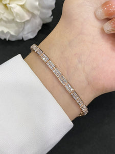 LUOWEND 18K White or Rose or Yellow Gold Real Natural Diamond Bracelet for Women