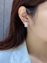 Load image into Gallery viewer, LUOWEND 18K White Gold Real Natural Diamond Hoop Earrings for Women
