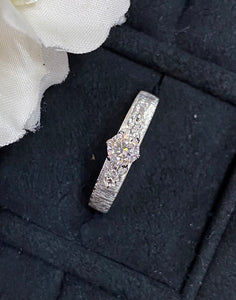 LUOWEND 18K White Gold Real Natural Diamond Ring for Women