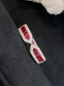 LUOWEND 18K White Gold Real Natural Ruby Gemstone Ring for Women