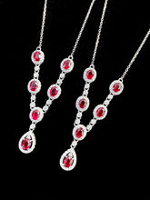 Load image into Gallery viewer, LUOWEND 18K White Gold Real Natural Ruby and Diamond Gemstone Necklace for Women
