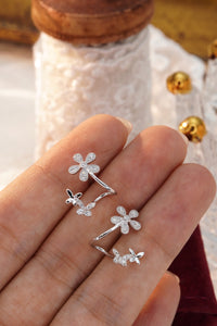 LUOWEND 18K White Gold Real Natural Diamond Stud Earrings for Women