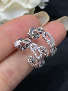 LUOWEND 18K White or Yellow Gold Real Natural Diamond Stud Earrings for Women