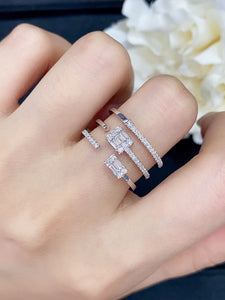 LUOWEND 18K White Gold Real Natural Diamond Ring for Women