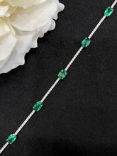 Load image into Gallery viewer, LUOWEND 18K White Gold Real Natural Emerald Gemstone Bracelet for Women
