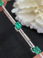 Load image into Gallery viewer, LUOWEND 18K White Gold Real Natural Emerald Gemstone Bracelet for Women
