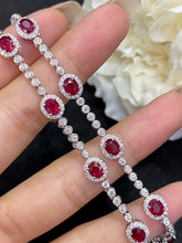 Load image into Gallery viewer, LUOWEND 18K White Gold Real Natural Ruby Gemstone Bracelet for Women
