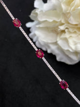 Load image into Gallery viewer, LUOWEND 18K White Gold Real Natural Ruby Gemstone Bracelet for Women
