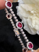 Load image into Gallery viewer, LUOWEND 18K White Gold Real Natural Ruby Gemstone Bracelet for Women
