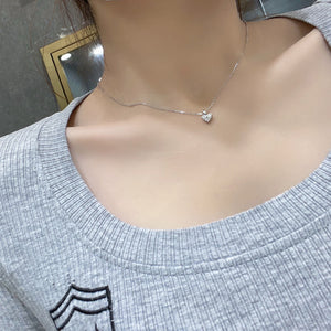 LUOWEND 18K White Gold Real Natural Diamond Pendant Necklace for Women