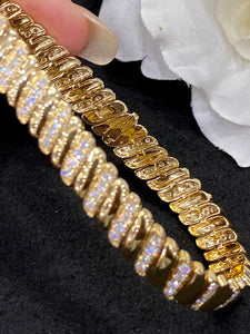 LUOWEND 18K Yellow Gold Real Natural Diamond Bracelet for Women
