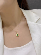 Load image into Gallery viewer, LUOWEND 18K White and Yellow Gold Real Natural Emerald Gemstone Necklace for Women
